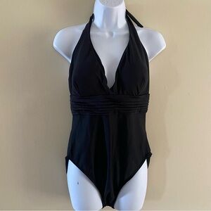Miraclesuit One Piece Swimsuit Size 14 -Padded Cups -Tummy Control Halter Black